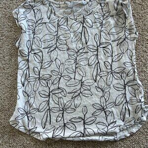 🎀 Buy 2 Get 1 Free 🎀 Cynthia Rowley Women’s S White Linen Tee Black Floral